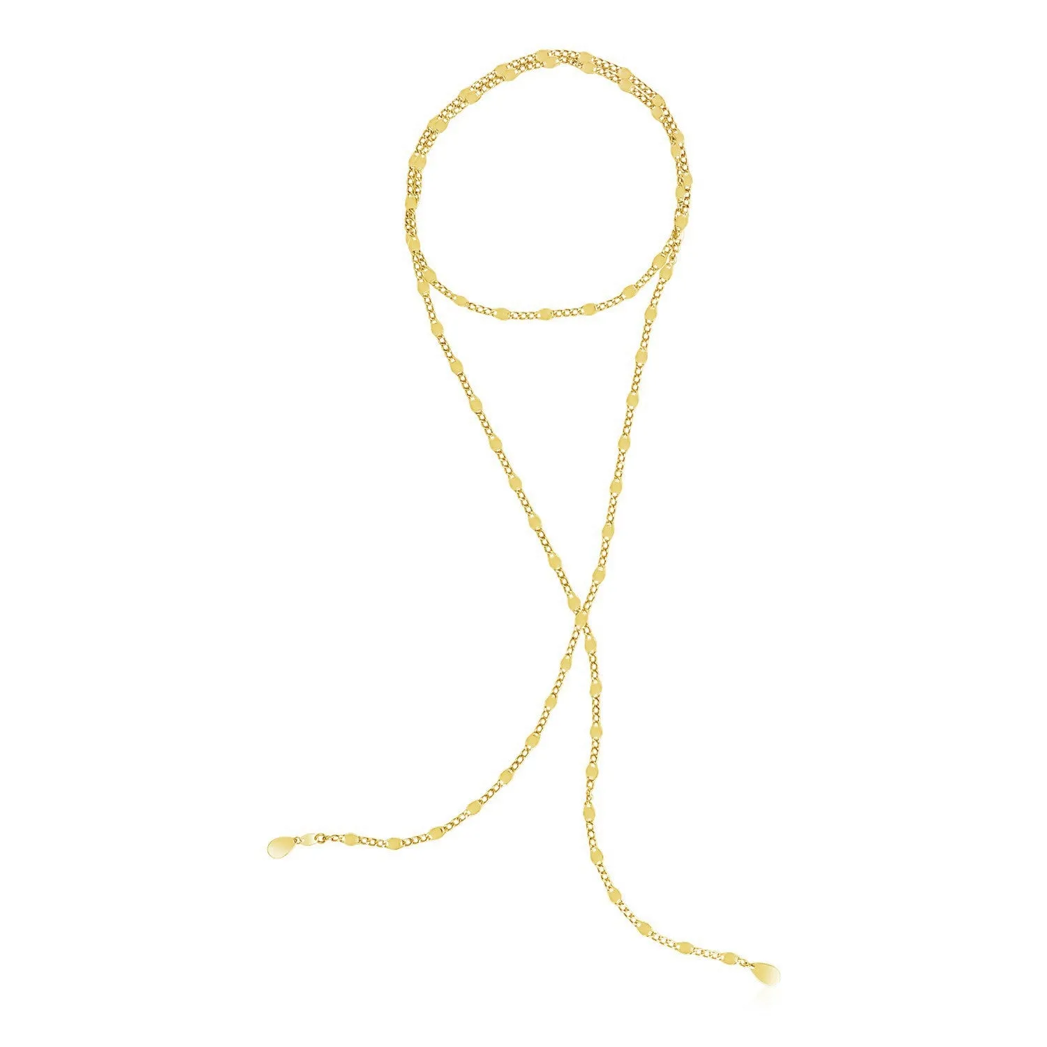 14K Yellow Gold Tie Necklace with Polished Oval Linksrx14657-38-rx14657-38