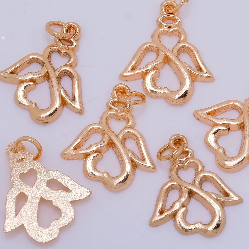 24K Gold Plated brass pendant Angel charm Jewelry Supply for Necklace pendant Womens Gift for Her 20*16mm 10pcs