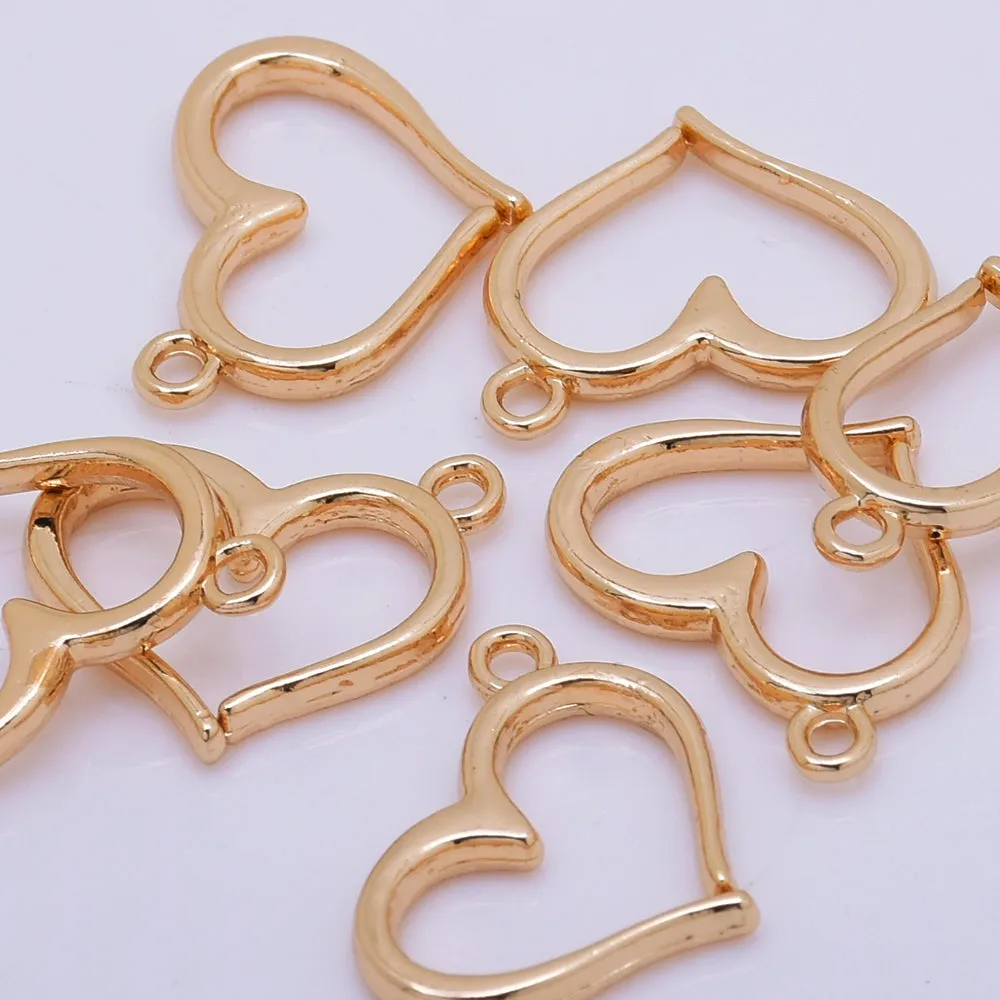 24K Gold Plated brass pendant heart charm Jewelry Supply for Necklace pendant Womens Gift for Her 14*16mm 10pcs