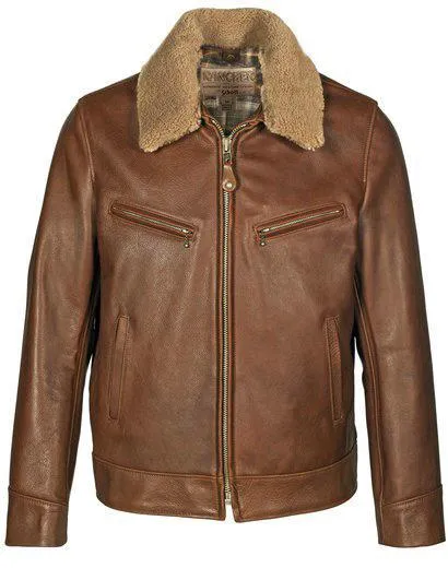 596 Antique Cowhide Rancher Jacket with Sheepskin Collar