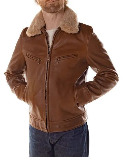 596 Antique Cowhide Rancher Jacket with Sheepskin Collar