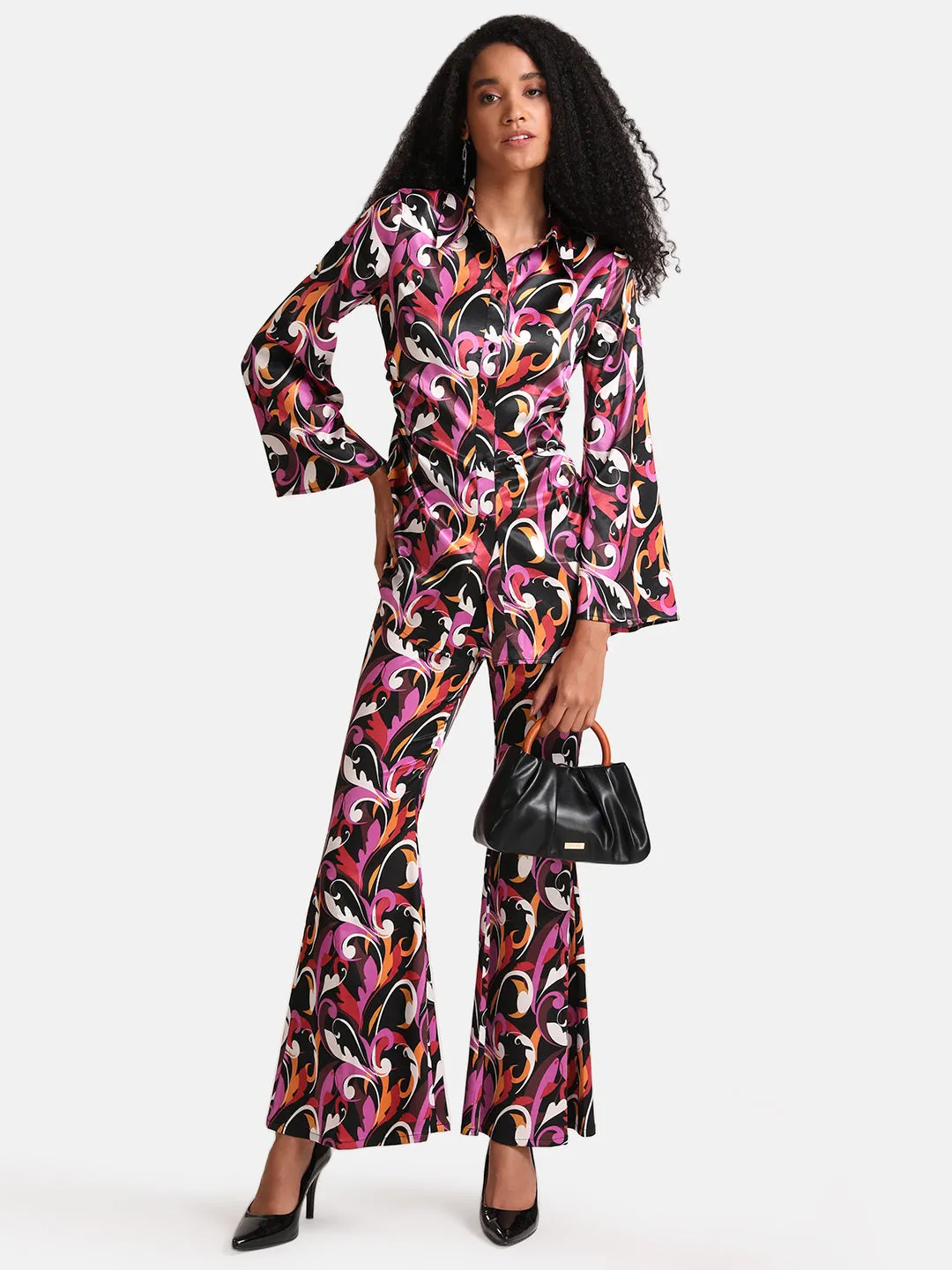 Abstract Printed Bell Bottom Pants