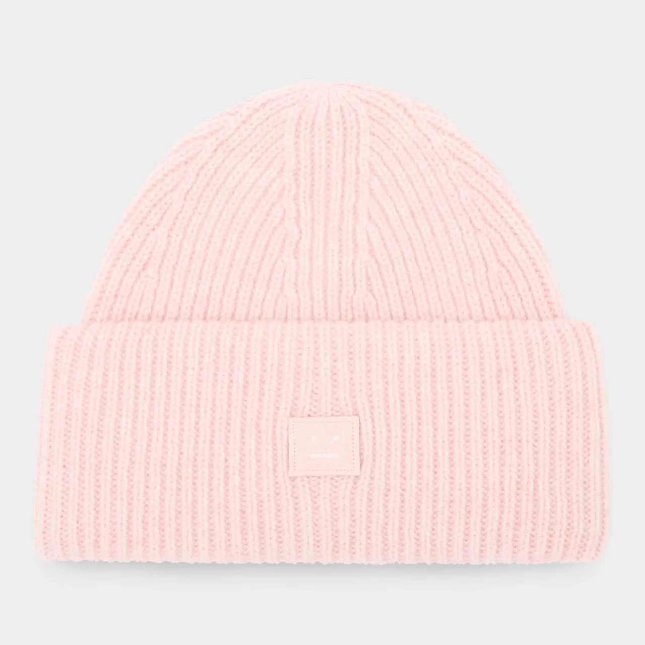 ACNE STUDIOS The Sustainable Edit Pansy Face Logo Beanie Hat - Faded Pink Melange