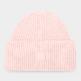 ACNE STUDIOS The Sustainable Edit Pansy Face Logo Beanie Hat - Faded Pink Melange