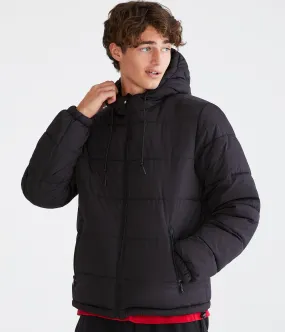 Aeropostale Mens' Heavyweight Hooded Puffer Jacket -  - Size S - Polyester - Teen Fashion & Clothing Black