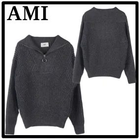 AMI PARIS  |Logo Designers Wool Street Style Sweaters