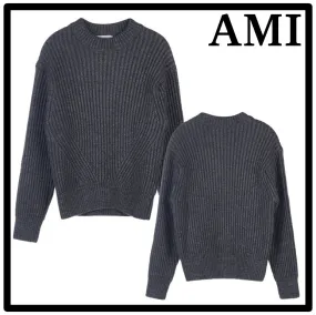 AMI PARIS  |Wool Sweat Street Style Logo Designers Sweaters