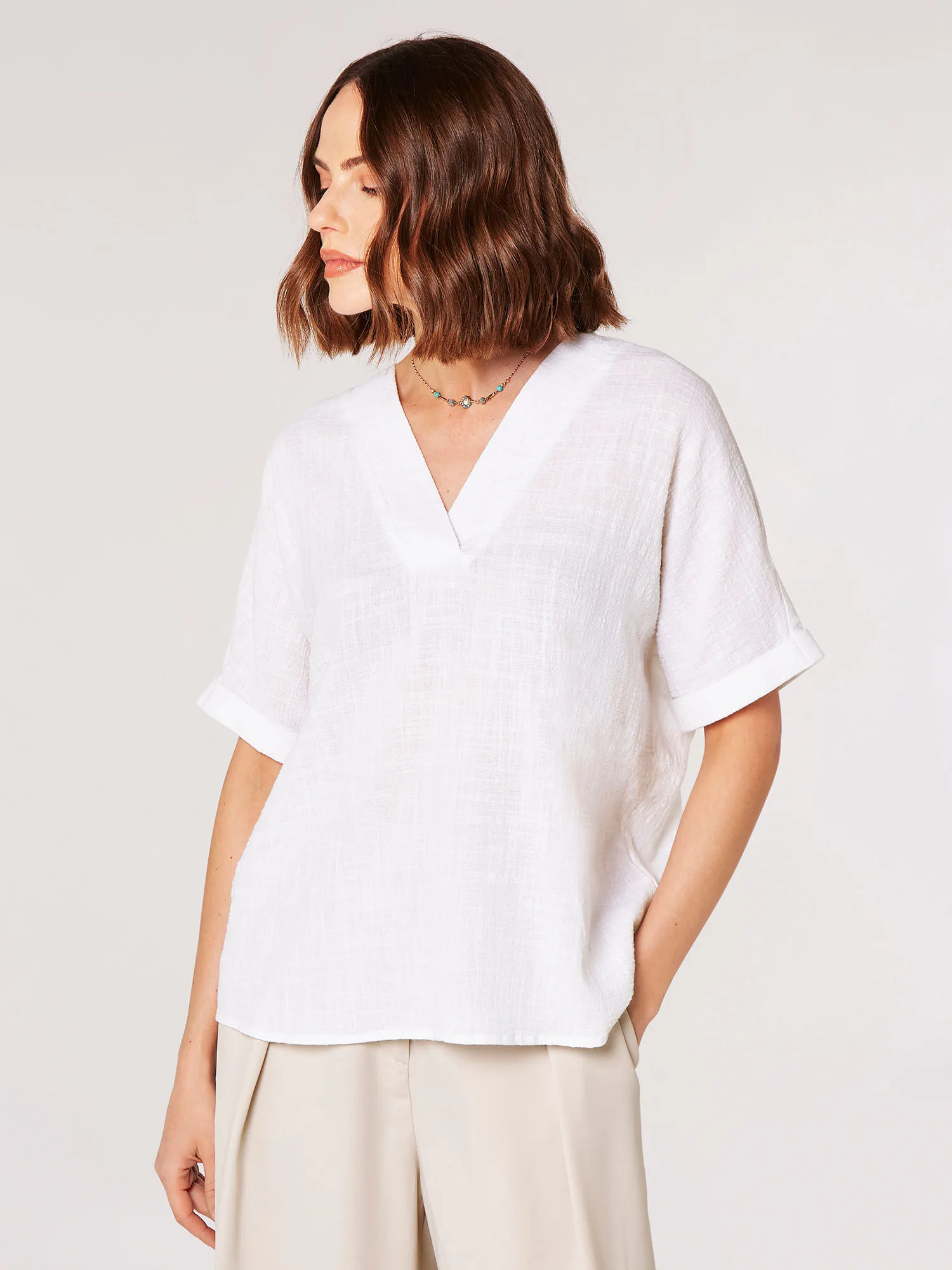 Back Button Detail Oversized Blouse | Apricot Clothing