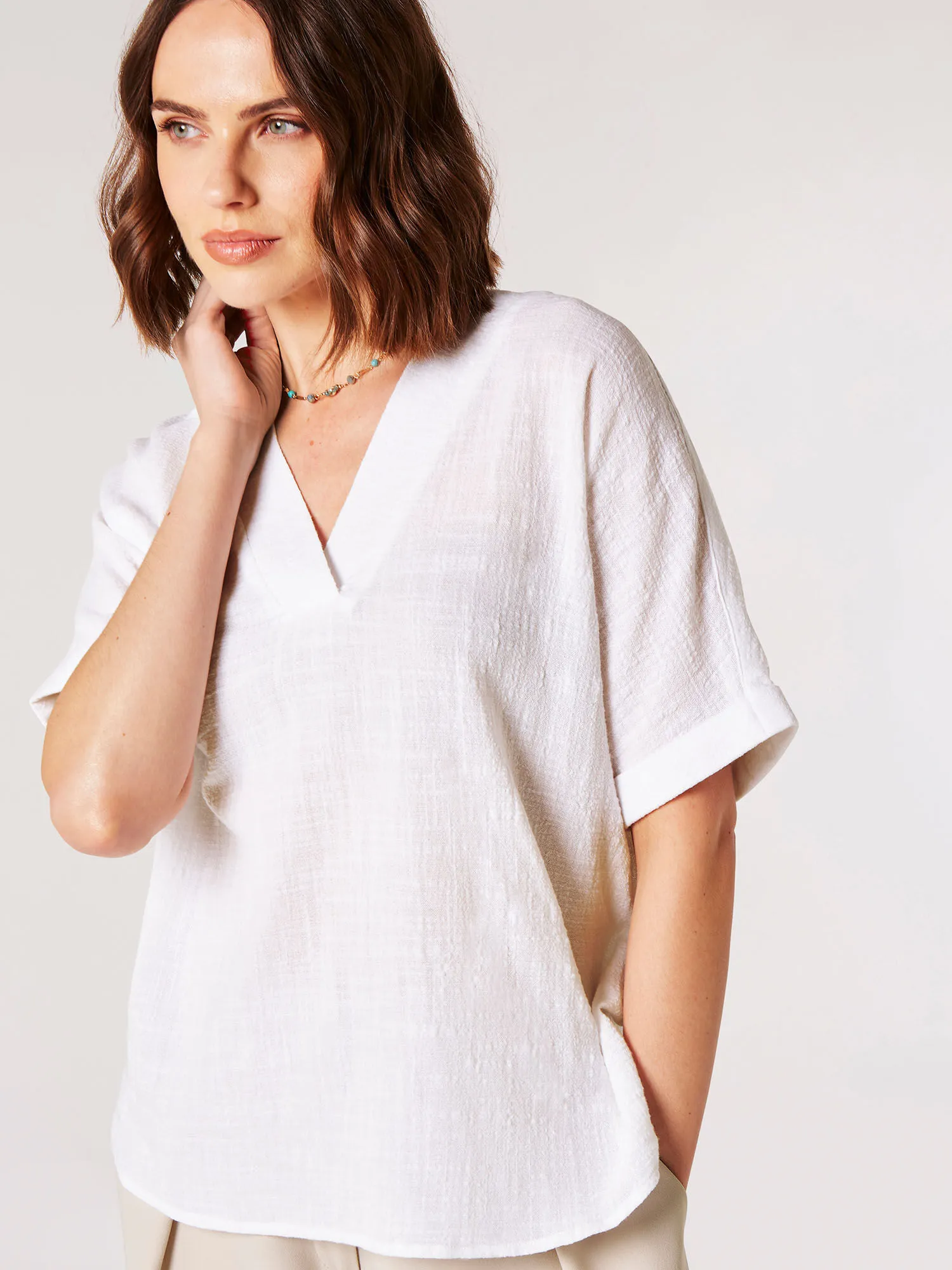 Back Button Detail Oversized Blouse | Apricot Clothing