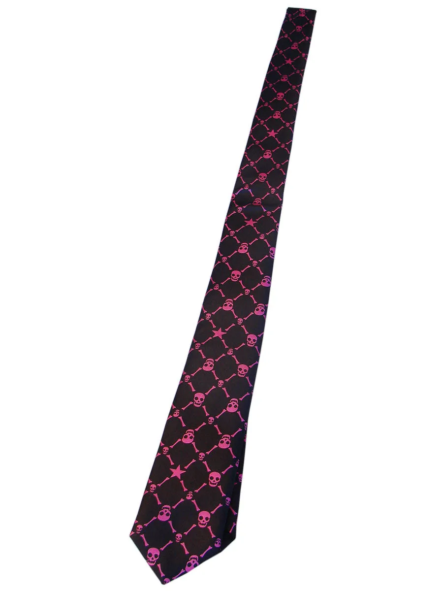 Black tie with pink skulls