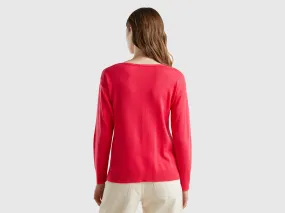 Boat neck sweater - Fuchsia | Benetton