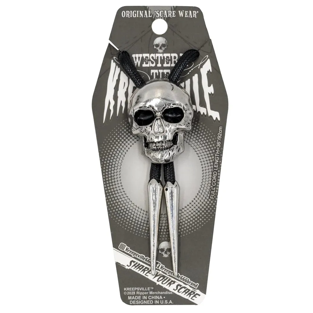 Bolo Tie Skull Chrome