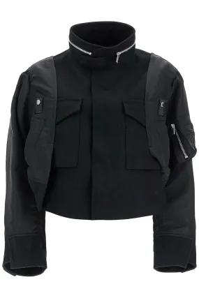 boxy wool and nylon jacket 24 07331 BLACK