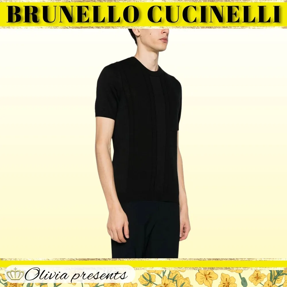 BRUNELLO CUCINELLI  |Crew Neck Plain Cotton Short Sleeves Sweaters