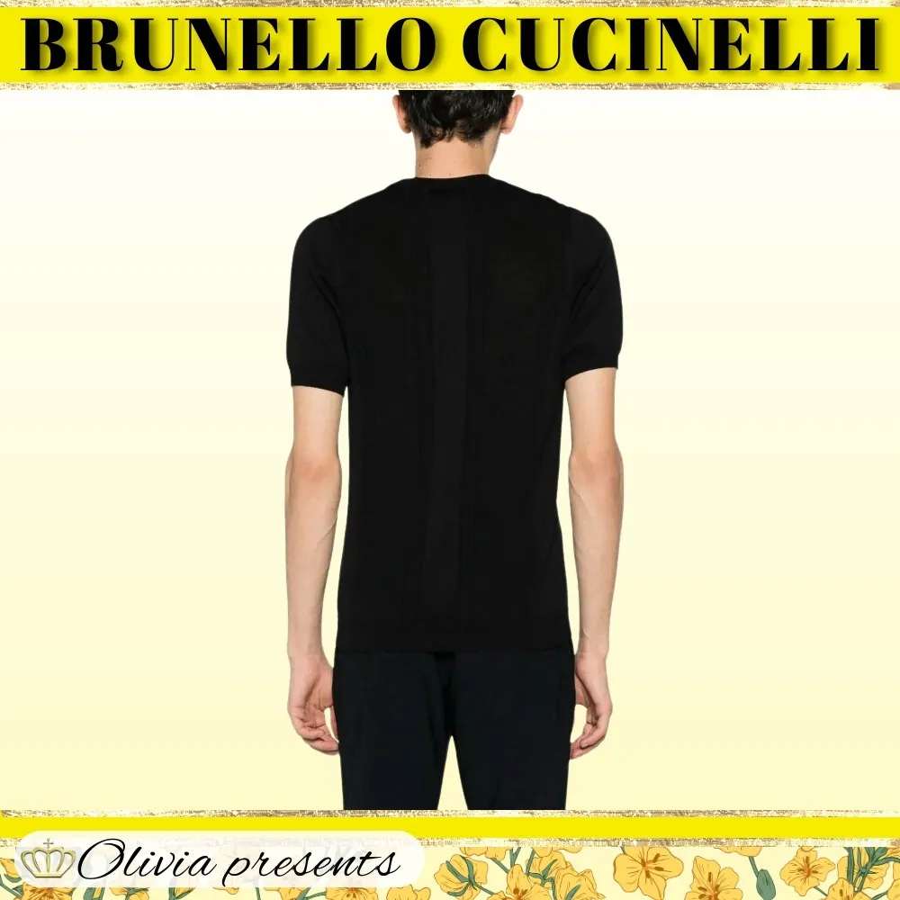 BRUNELLO CUCINELLI  |Crew Neck Plain Cotton Short Sleeves Sweaters