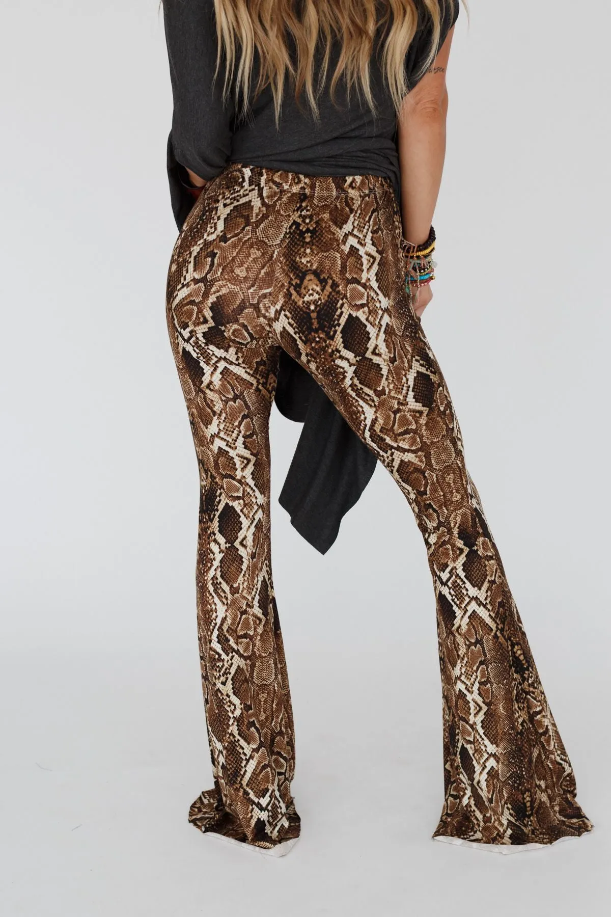 Cher Snake Flare Pants - Brown