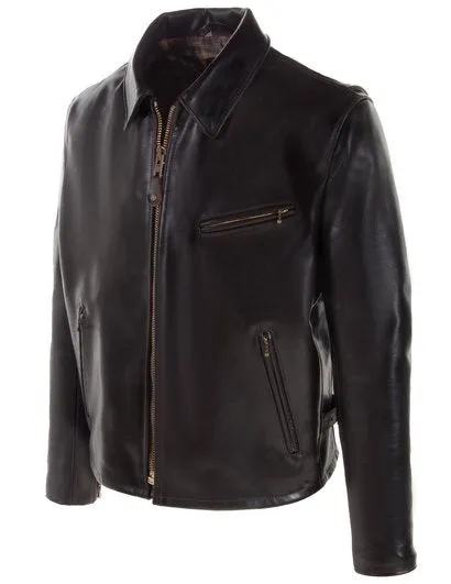 Classic Heavy Cowhide Racer Motorcycle Jacket 688 - Brown