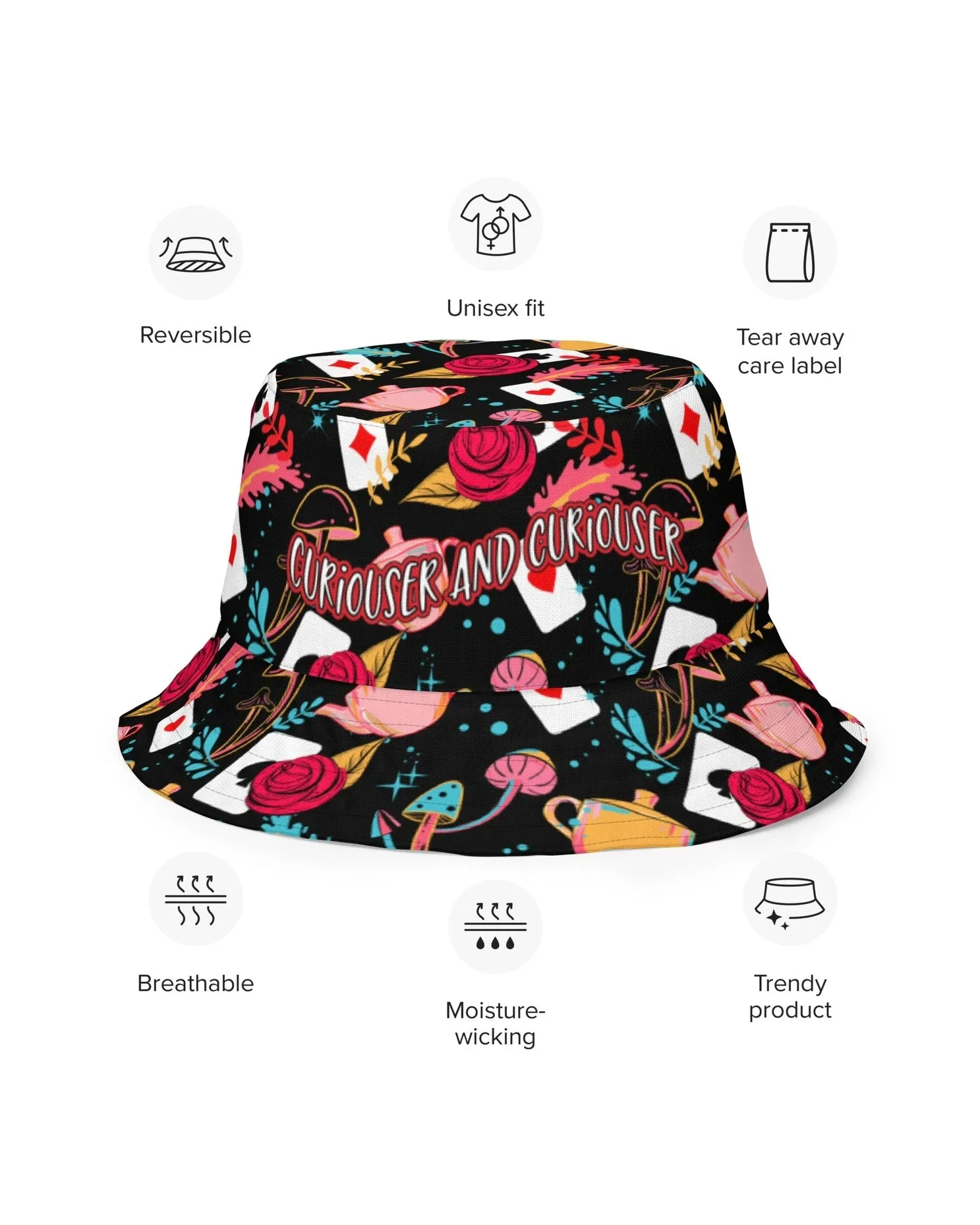 Curiouser and Curiouser / Off With Your Head Reversible Bucket Hat