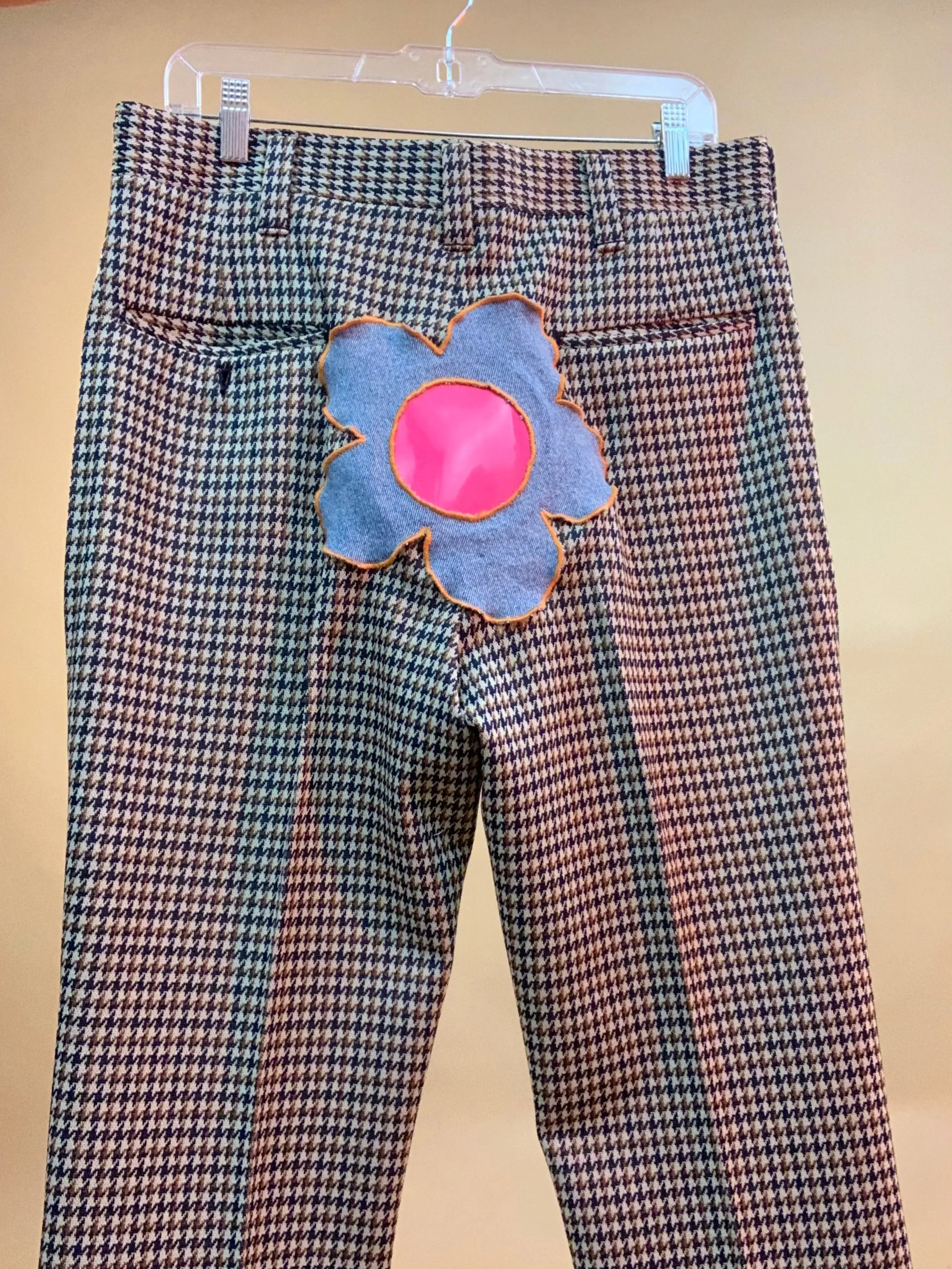 Custom flower patch chain pants