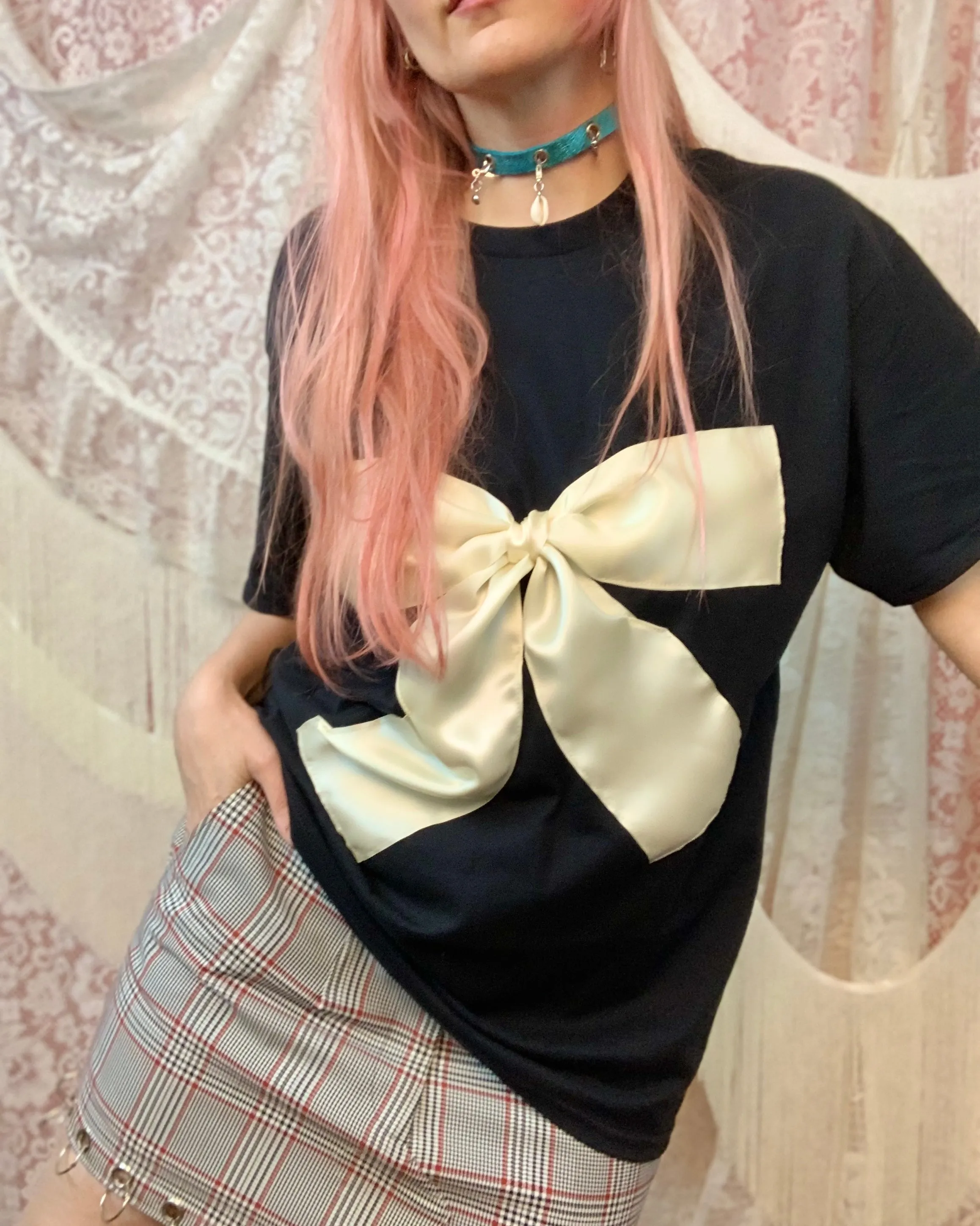 Custom satin bow tees