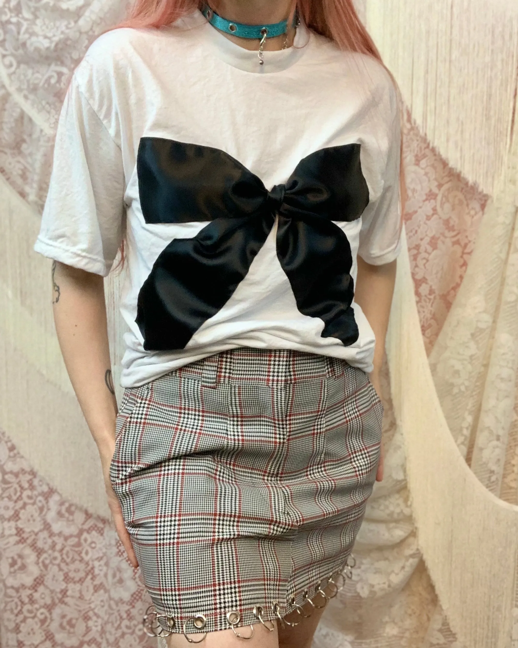 Custom satin bow tees