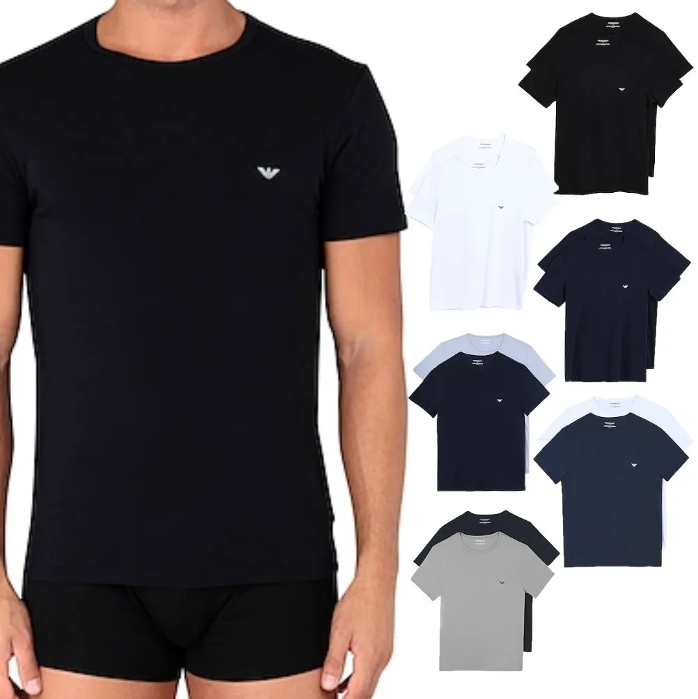 EMPORIO ARMANI  |Crew Neck Plain Cotton Short Sleeves Logo T-Shirts