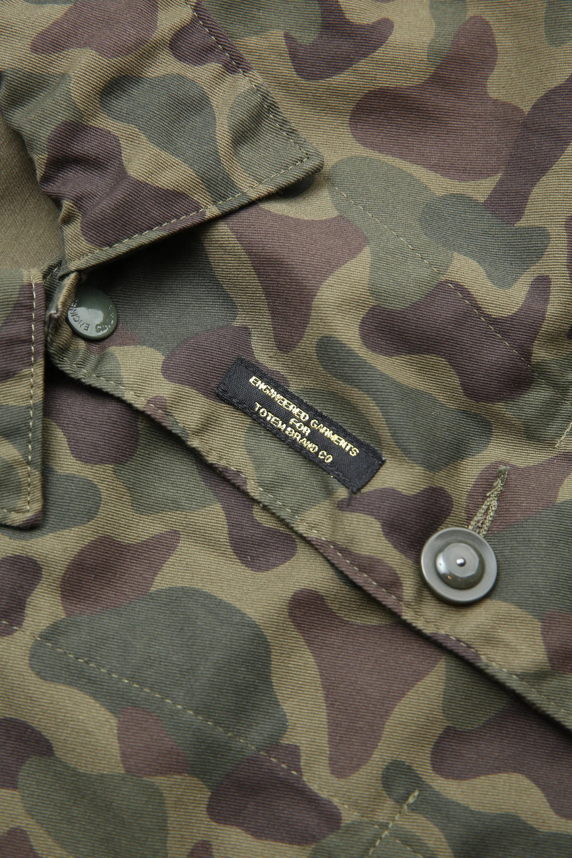 Engineered Garments X Totem FU Over Coverall Jacket - Olive Camo 6.5oz Flat Twill