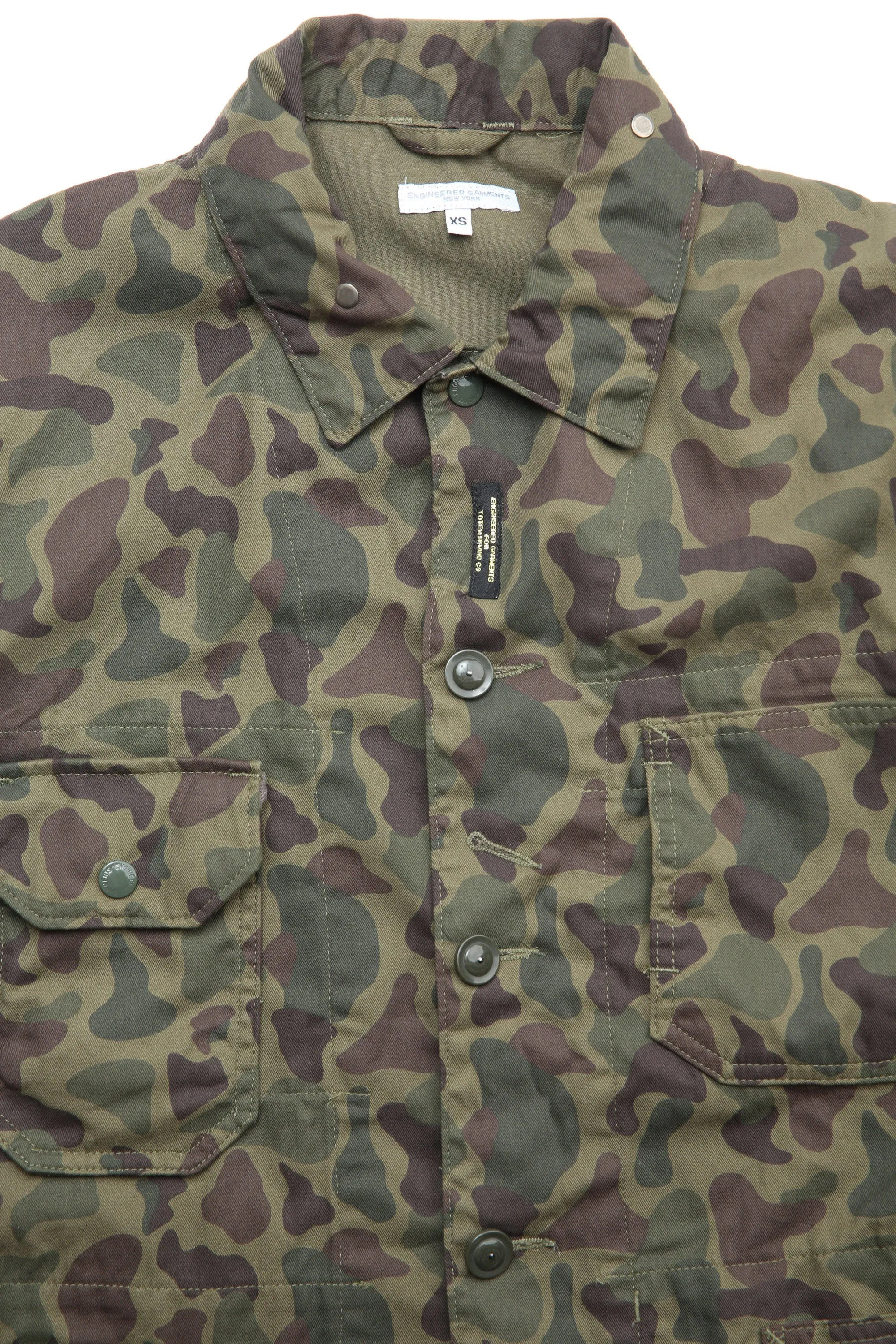 Engineered Garments X Totem FU Over Coverall Jacket - Olive Camo 6.5oz Flat Twill