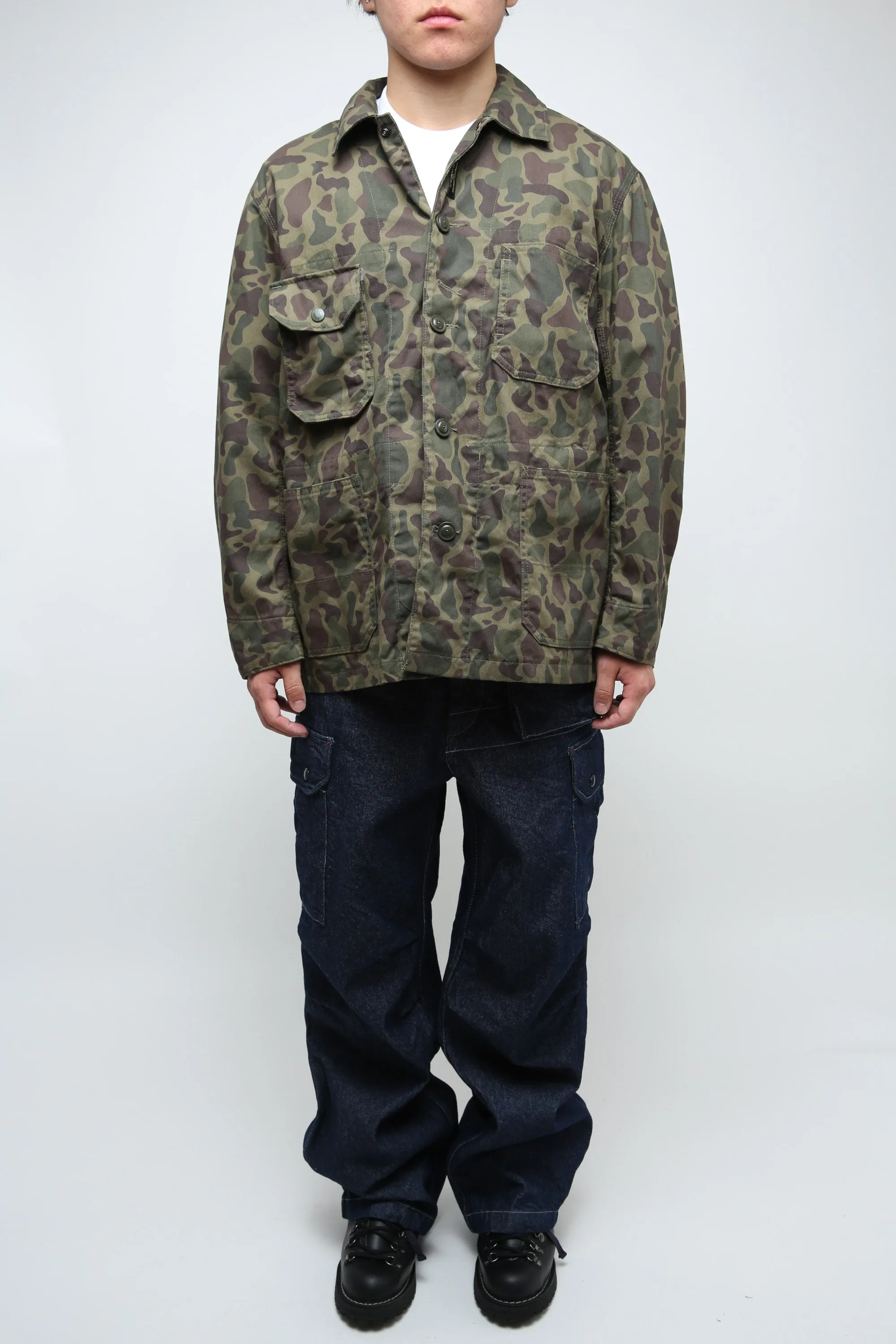 Engineered Garments X Totem FU Over Coverall Jacket - Olive Camo 6.5oz Flat Twill