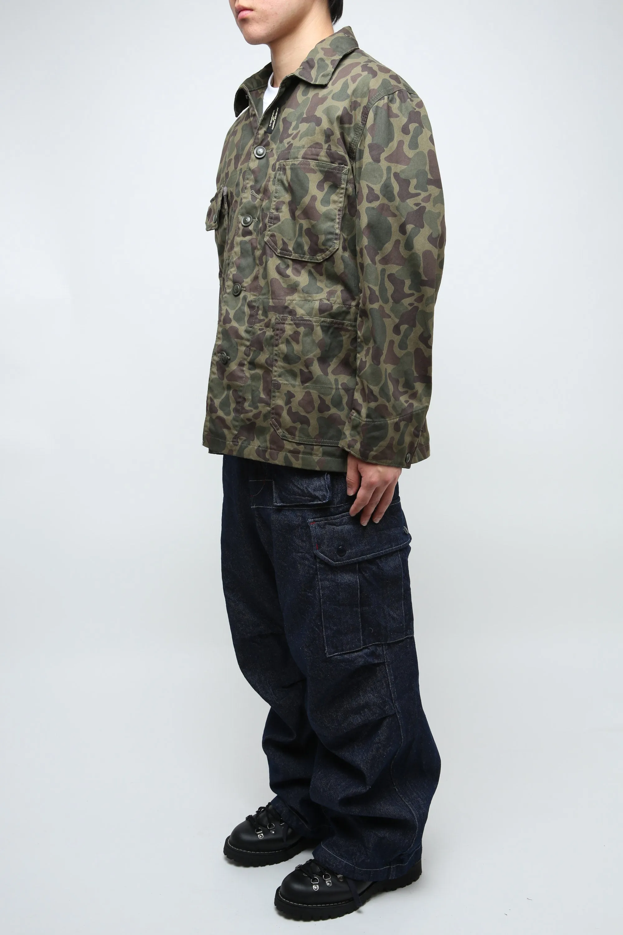 Engineered Garments X Totem FU Over Coverall Jacket - Olive Camo 6.5oz Flat Twill