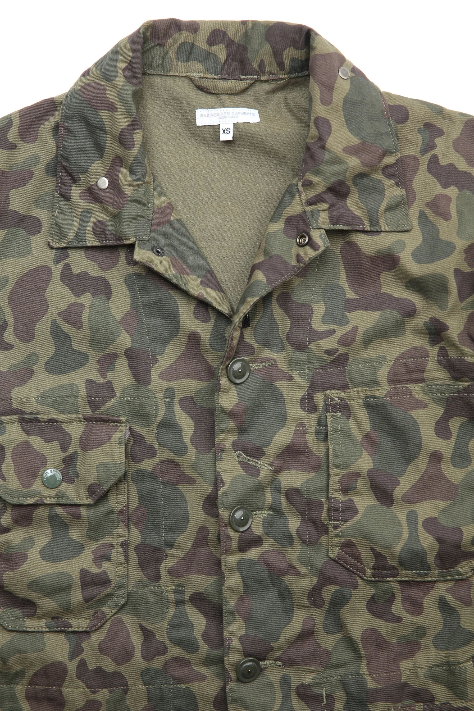 Engineered Garments X Totem FU Over Coverall Jacket - Olive Camo 6.5oz Flat Twill