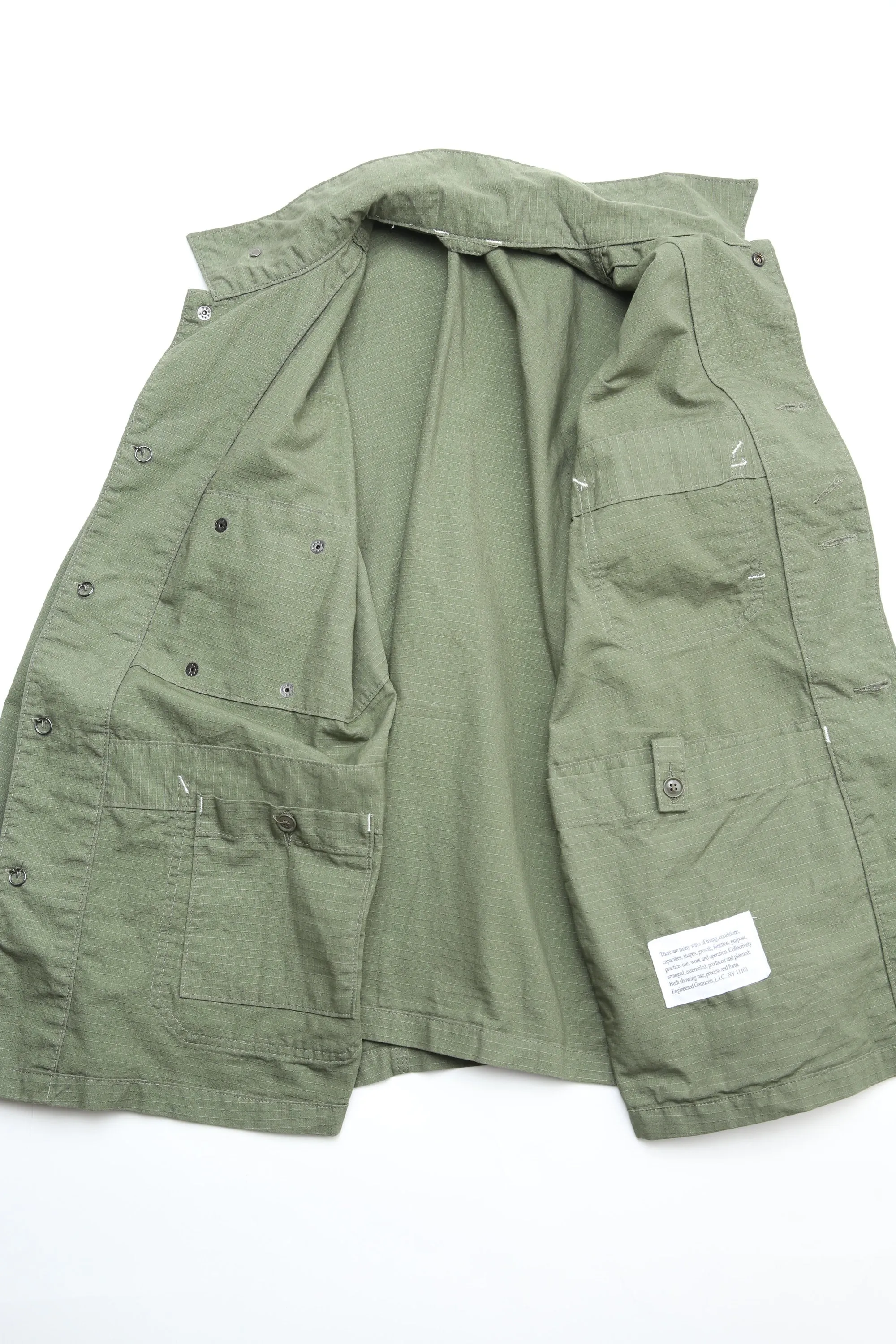 Engineered Garments X Totem FU Over Coverall Jacket - Olive Cotton Ripstop