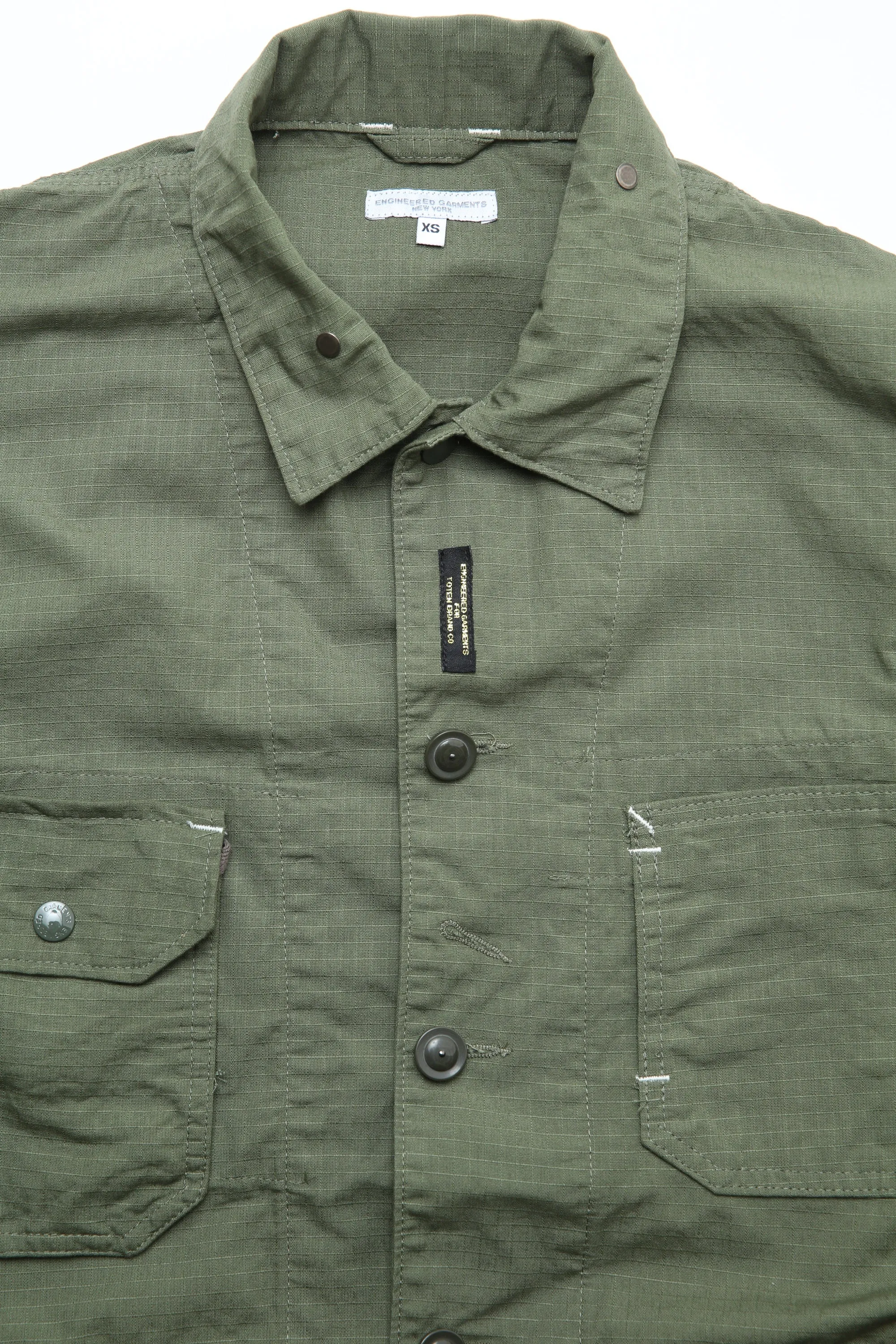 Engineered Garments X Totem FU Over Coverall Jacket - Olive Cotton Ripstop