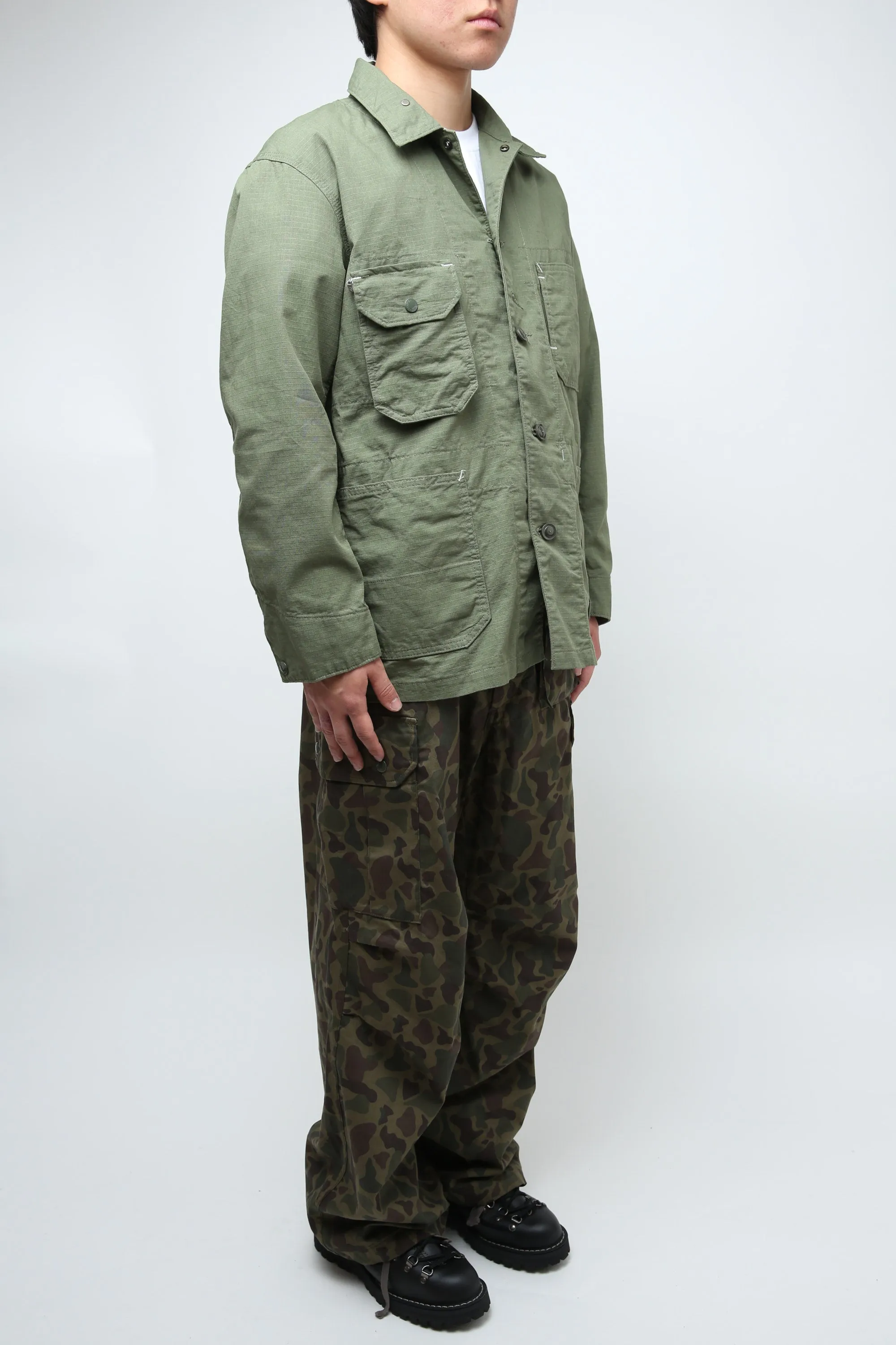 Engineered Garments X Totem FU Over Coverall Jacket - Olive Cotton Ripstop