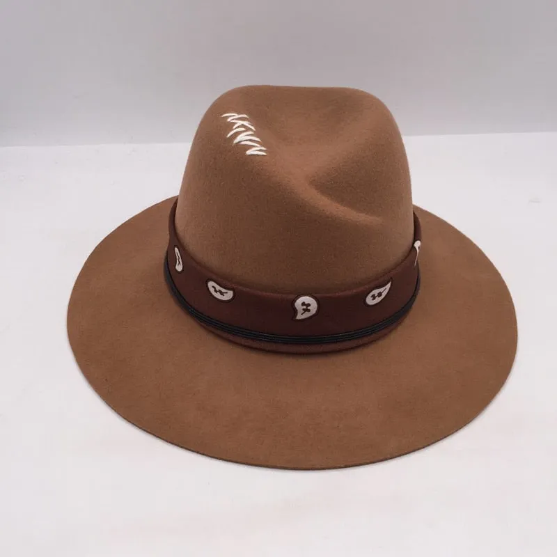 European and American Winter Wool Wide-brim Fedora Hats for Men and Women