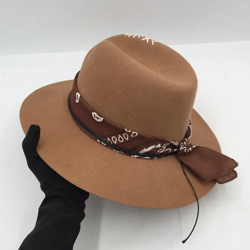 European and American Winter Wool Wide-brim Fedora Hats for Men and Women