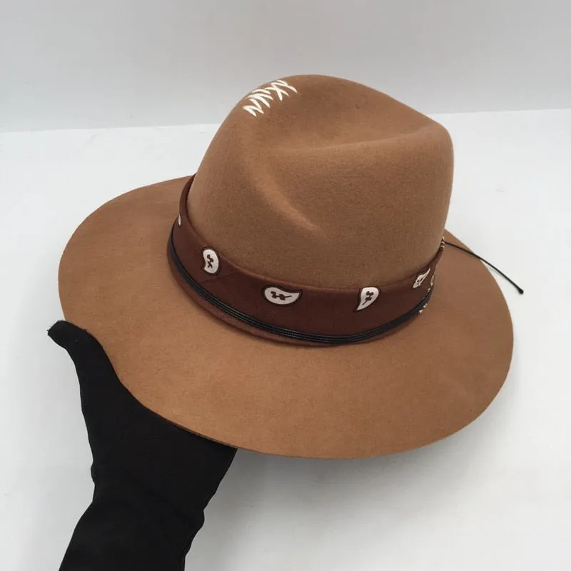 European and American Winter Wool Wide-brim Fedora Hats for Men and Women