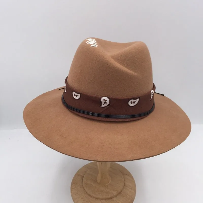 European and American Winter Wool Wide-brim Fedora Hats for Men and Women