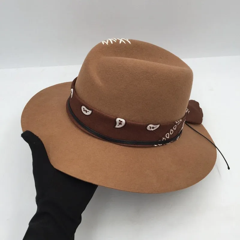 European and American Winter Wool Wide-brim Fedora Hats for Men and Women