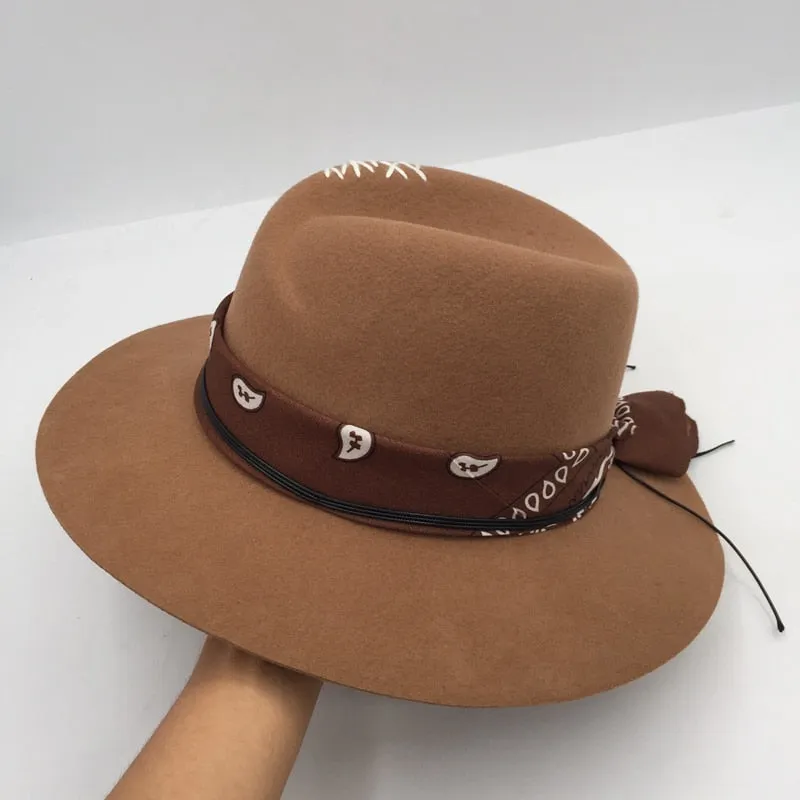 European and American Winter Wool Wide-brim Fedora Hats for Men and Women