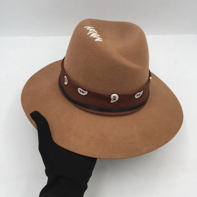 European and American Winter Wool Wide-brim Fedora Hats for Men and Women