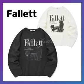 Fallett  |Stripes Unisex Street Style Logo Sweaters