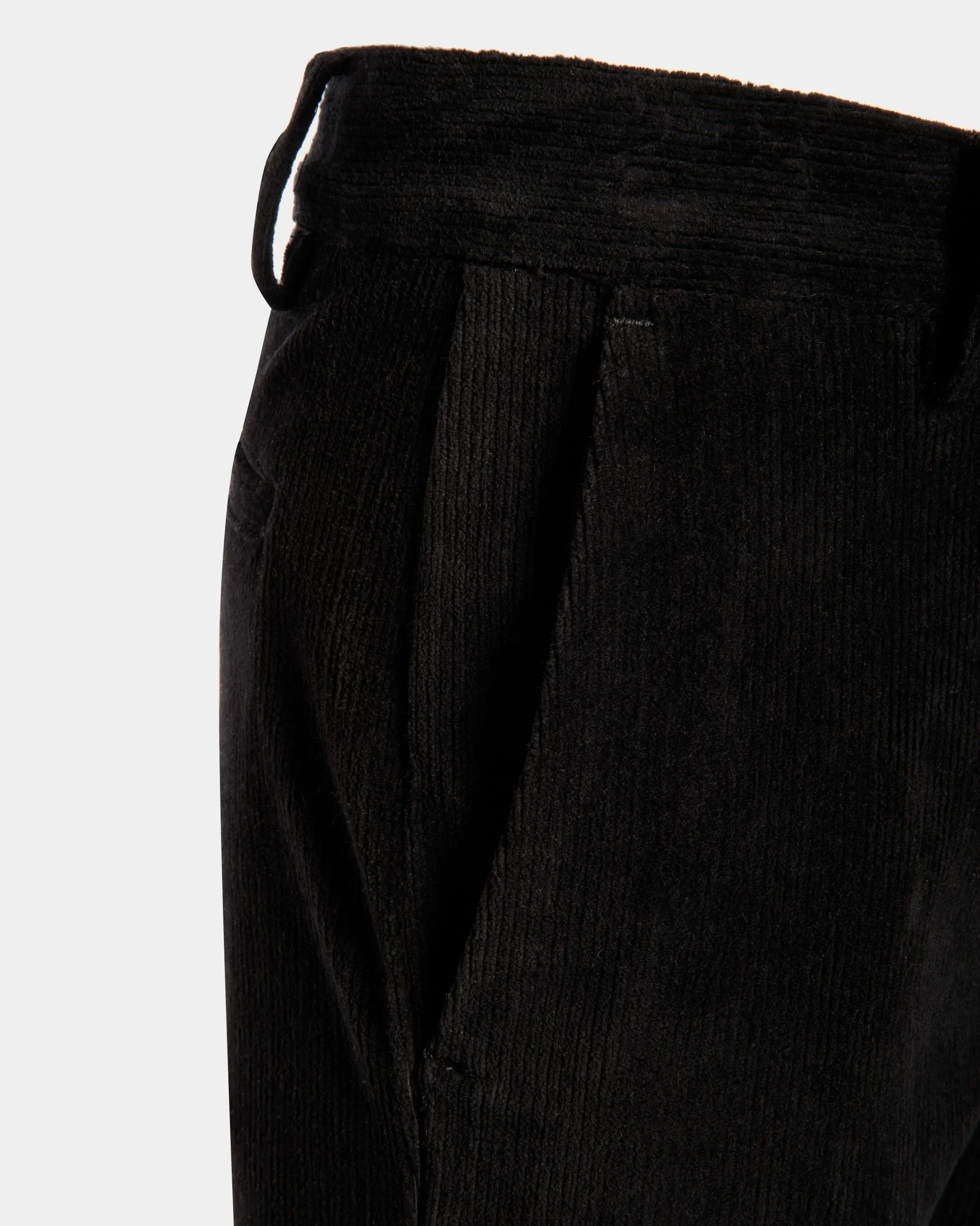 Flared Pants In Black Cotton Corduroy 