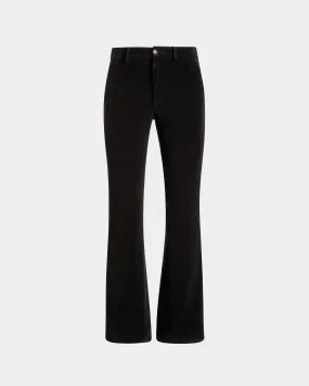 Flared Pants In Black Cotton Corduroy 