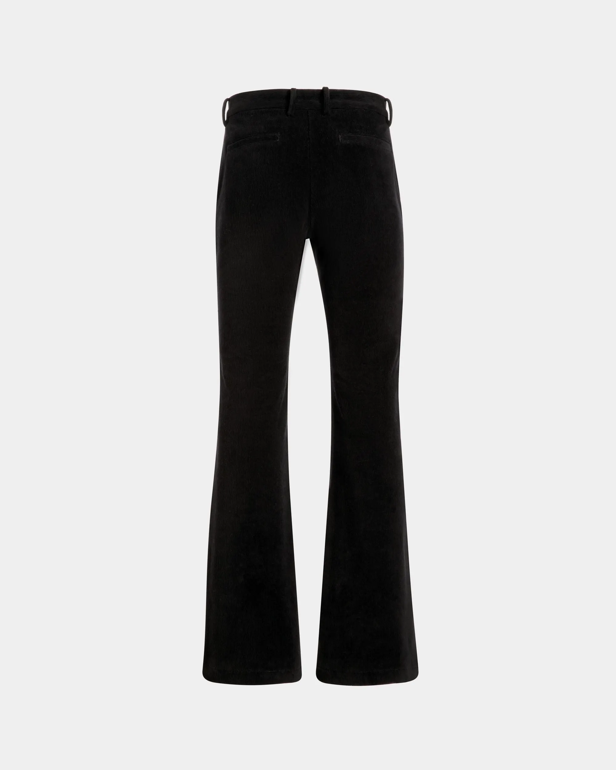 Flared Pants In Black Cotton Corduroy 