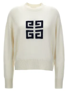 Flocked Logo Sweater Sweater, Cardigans White