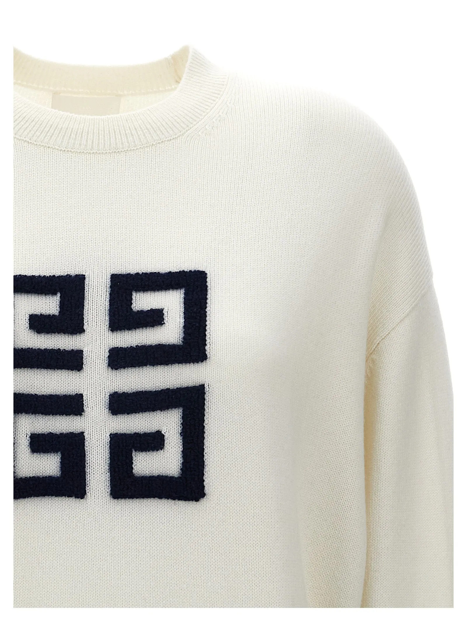 Flocked Logo Sweater Sweater, Cardigans White