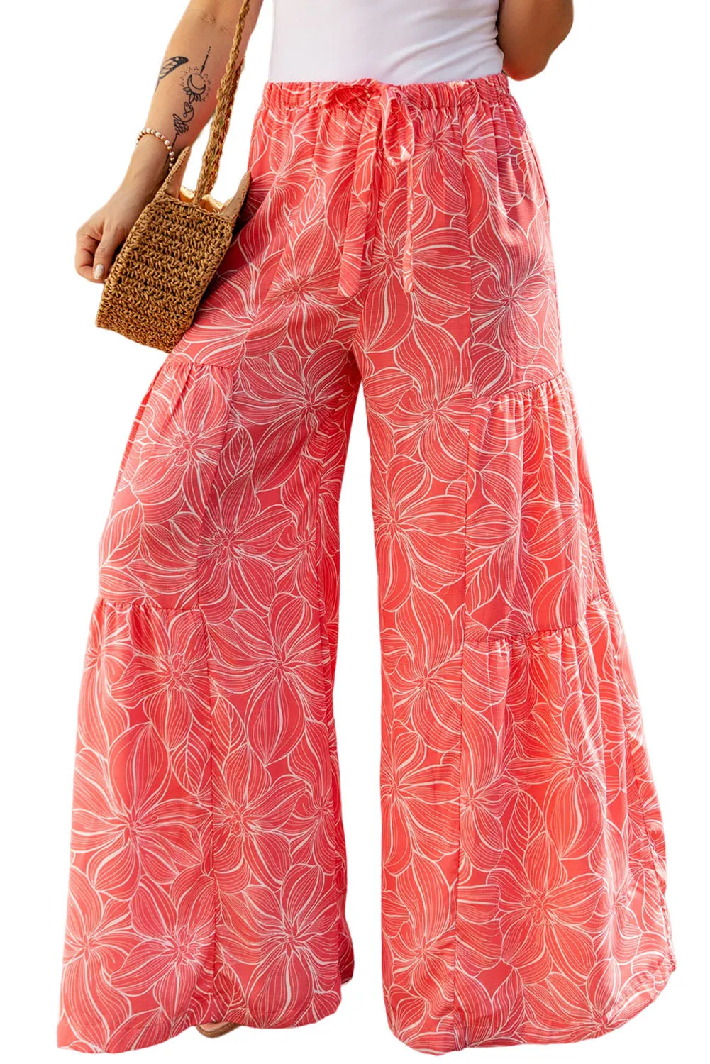 Floral Tiered Wide Leg Pants