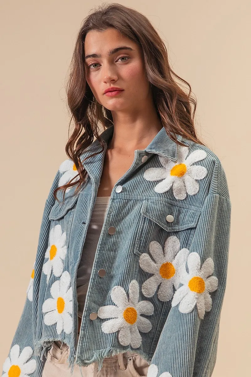 FLOWER PATCHES WASHED CORDUROY JACKET