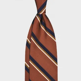 F.Marino Handmade Jacquard Silk Tie 3-Fold Regimental Rust Brown